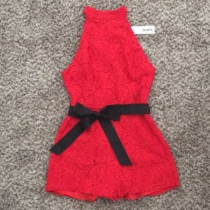 NWT bb dakota red lace romper